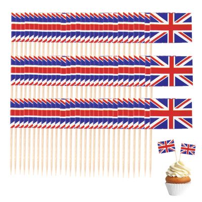 100pcs Union Jack Cake Decorations,United Kingdom UK Flag Cake Toppersfor King Charles III Coronation Decorations,Street Party,Union Jack Party Britain Sporting Events Supplies