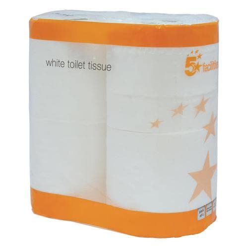 5 Star Facilities Toilet Rolls 2-ply 102x92mm 4 Rolls of 200 Sheets Per Pack White [Pack 9] Free finchley Refill Pen (1)