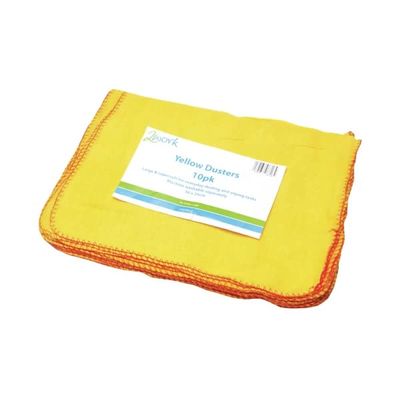 2Work Yellow Duster 508 x 355mm (Pack of 10) 103088+ free finchley refill pen (8)