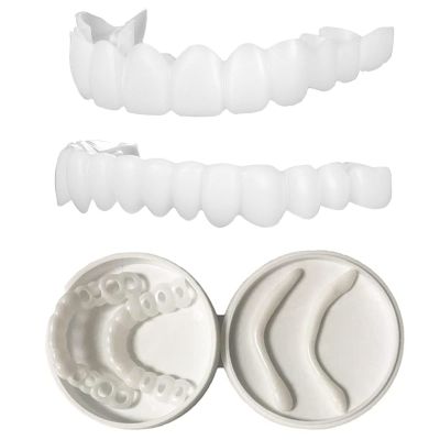 1 Pair Cosmetic Teeth Veneers Clip in Veneers Teeth Instant Perfect Smile Clip on Veneers (Work for Top And Bottom) - Perfect False Teeth To Make Tooth Beautiful Neat
