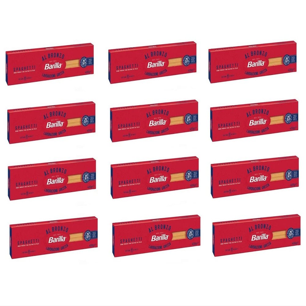 12 x Barilla Spaghetti al Bronzo Bronze Drawn Pasta 400 g Raw Processing Method