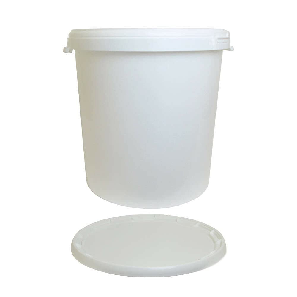 25L Plasterers Plastic White Bucket Builders Bucket Depth Gauge Bucket with Plastic Lid    (White Bucket with Lid)