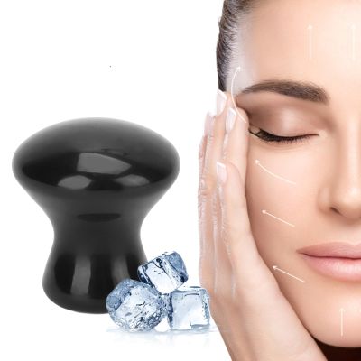 2pcs Gua Sha Facial Tools Face Massage Roller Mushroom Shape Facial Cream Auxiliary Tool Face Lift Remove Lines Massager Roller Tool Facial Massage Tools Gua Sha Massager Tool Black
