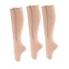 ACMEDE Compression Socks Zipper Knee Stockings Leg Support Open Toe Stretchy Zipper 3 Pair Best for Flight and Travel (Small/Medium, Nude Color) view 1
