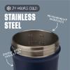 BlenderBottle Strada Shaker Cup Insulated Stainless Steel Water Bottle with Wire Whisk, 24-Ounce, Navy view 3