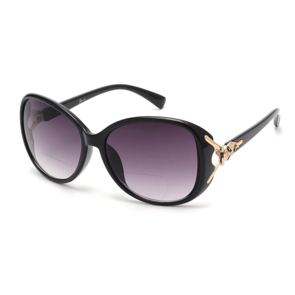 JM Classic Bifocal Reading Sunglasses for Women Vintage Reader Glasses Outdoor Black(200838) +1.75