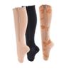 ACMEDE Compression Socks Zipper Knee Stockings Leg Support Open Toe Stretchy Zipper 3 Pair Best for Flight and Travel (Large/X-Large, Nude+Black+Butterfly) view 1