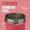 BlenderBottle Strada Shaker Cup Insulated Stainless Steel Water Bottle with Wire Whisk, 24-Ounce, Pink view 3
