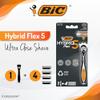 BIC Hybrid 5 Flex, Men's Rechargeable Shaver, Handle and Refills with 5 Nanotech Titanium Coated Blades - Box of 1+4 view 3