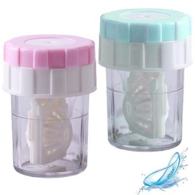2pcs Contact Lenses Washer Portable Manual Rotating Cleaner Holder Container for Travel