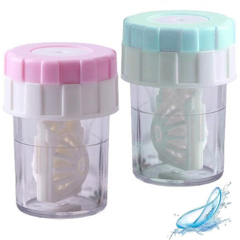 2pcs Contact Lenses Washer Portable Manual Rotating Cleaner Holder Container for Travel