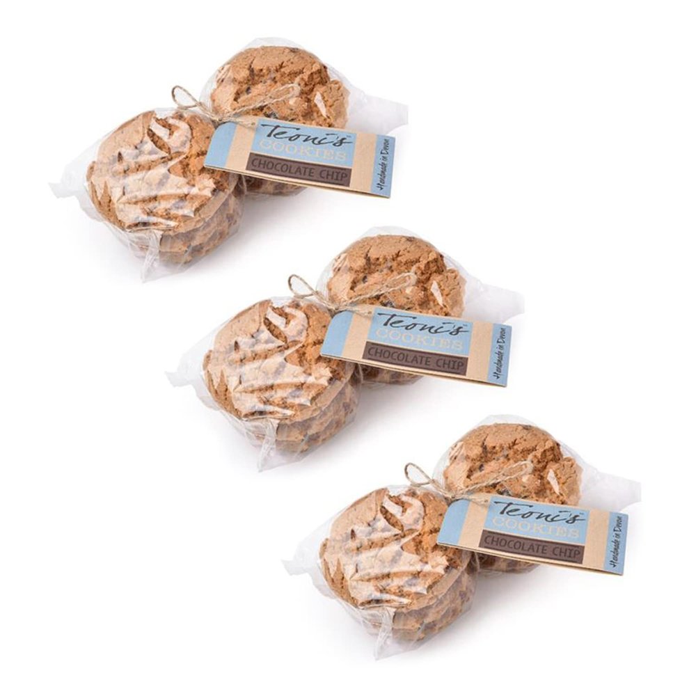 Teonis Cookies Chocolate Chip Oat Crunch Cookies | Handmade Artisan Cookies | Dark Chocolate Chips | 3 x 300g Sharing Pack