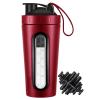 Jeedoo Protein Shaker Bottle, 28oz Shaker Bottles for Protein Mixes and Pre Workout, Visible Window, Stainless Steel Shaker Bottle Leak Proof (red) view 1