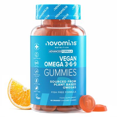 Omega 3 6 9 Gummies - Vegan Omega 3 - Alternative to Omega 3 Fish Oil & Omega 3 Capsules High Strength - 1 Month Supply - Supports Heart, Brain & Eye Health - 60 Gummies - Novomins