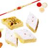 Ghasitaram Gifts Rakhi Gifts for Brothers Sugar Free Badam Katli 800 GMS with Pearl Beads Rakhi view 1