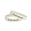 (2 PACK) Fuck Cancer Wristband For Breast Testicular Prostate Ovarian Lung Skin Awareness Support Silicone Bracelet Men's Women's Adult Gift (Medium 18cm, 2 Pack WHITE) view 1