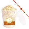 Jaiccha Ghasitaram Rakhi Gifts for Brothers Sugarfree Basmati Chiwda 150 GMS with Rudraksh Rakhi view 1