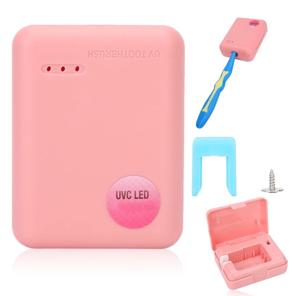 Toothbrush Sanitizer, Smart Toothbrush Sterilizer Box,Toothbrush Holder Toothpaste Head Sterilizer Disinfector,Electric Toothbrush Case For Drying Holder[Pink]