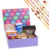 Jaiccha Ghasitaram Rakhi Gifts for Brothers Gourmet Hamper Box of 5 Goodies with Kaju Katlis with 5 Rakhis view 1