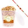 Jaiccha Ghasitaram Rakhi Gifts for Brothers Salted Wheat Puffs 100 GMS with Rudraksh Rakhi view 1