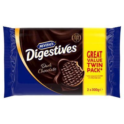 Mcvitie's Digestives Dark Chocolate Twin Pack, 2 x 300g