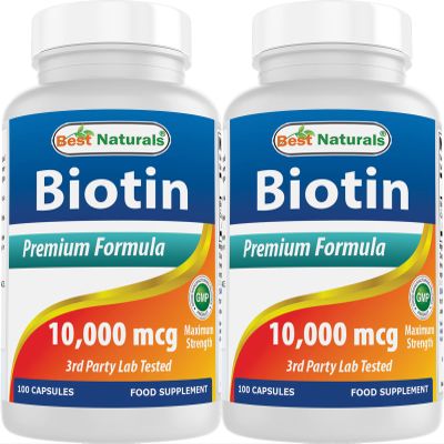 Best Naturals Biotin 10000 Mcg 100 Capsules (100 Count (Pack of 2))