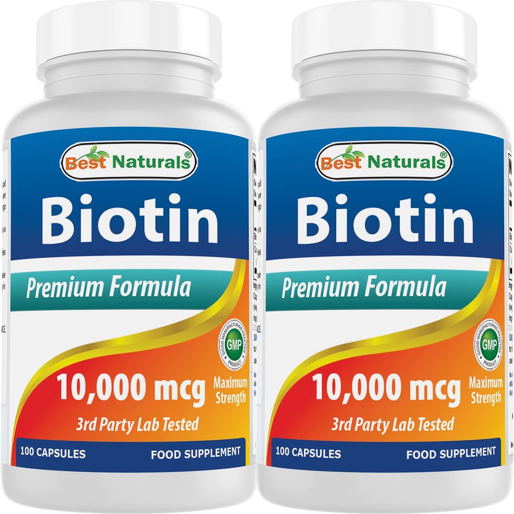 Best Naturals Biotin 10000 Mcg 100 Capsules (100 Count (Pack of 2))
