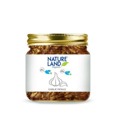 Natureland Organics Garlic Pickle 350 Gm - Organic Healthy Pickles