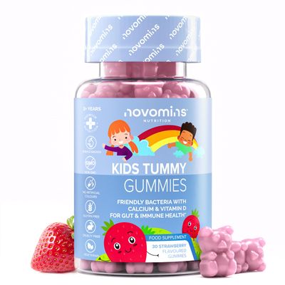 Kids Probiotic Gummies - 2 Billion Probiotics - 1 Month Supply - Kids Tummy Gummies - Includes Vitamin D & Calcium for Childrens Gut Health - Vegetarian Formula - 30 Gummies - by Novomins