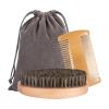 Beard Comb Brush Set Natural Boar Bristle Brush and Dual Action Wood Beard Combs with Velvet Travel Pouch for Men's Daily Grooming Care 3pcs view 1