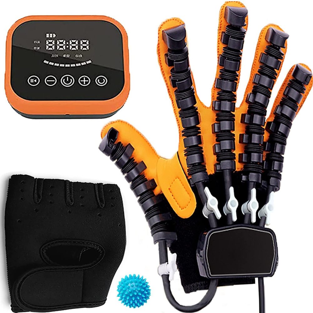 2nd Generation Upgrade Self-Training Rehabilitation Robot Gloves Stroke Hand Splint Manual Training Pneumatic Finger Training(Size:S code,Color:right hand) (Right Hand XLcode)