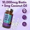 Northumbria Health Biotin 10,000g Hair, Skin & Nails Supplement  Vegan Biotin & Coconut Oil Melts  90 Day Supply  Berry Flavour  Supports Hair Growth  for Men & Women view 2
