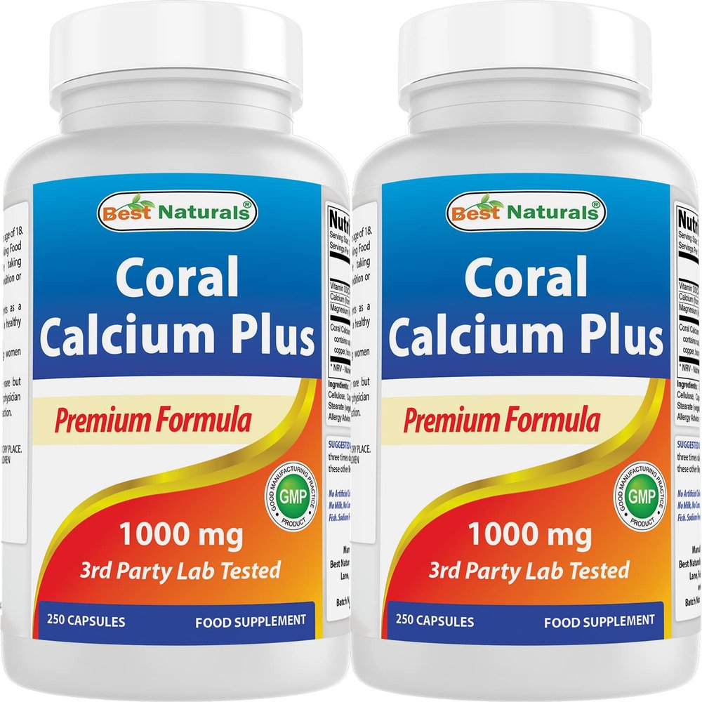 Best Naturals Coral Calcium Plus 1000 mg 250 Capsules (250 Count (Pack of 2))