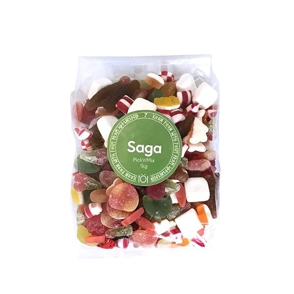 ScandiKitchen, Scandi Pick & Mix Sweets, Candy Assortment, Picked in London. 1 Kilogram Bag Without Liquorice SAGA Mix