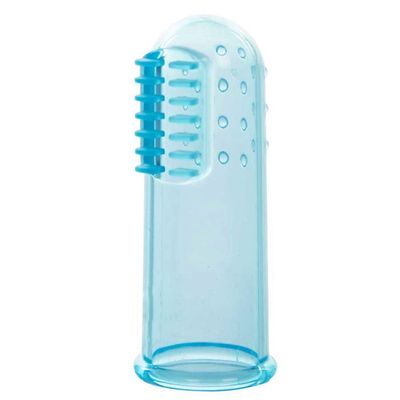Baby Finger Toothbrushes Teething Brush Toddler Clean Teeth Soft Bristles Dental Oral Hygiene Case (Blue Transparent)