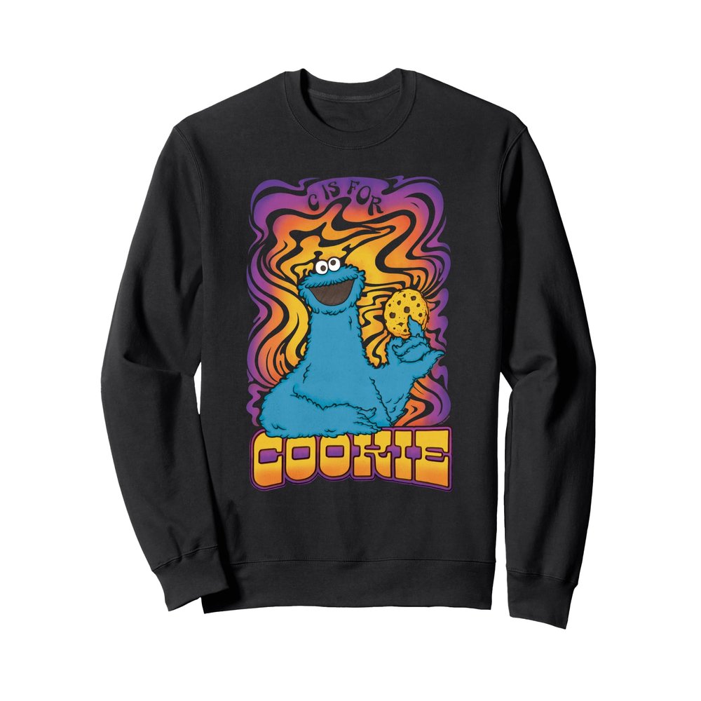 Sesame Street Psychedelic Cookie Monster C Is For Cookie Sweatshirt