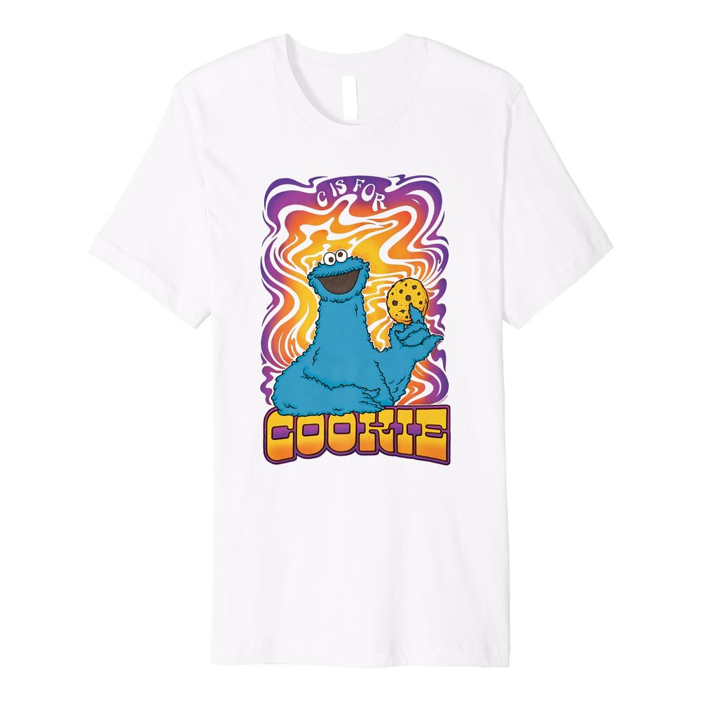 Sesame Street Psychedelic Cookie Monster C Is For Cookie Premium T-Shirt