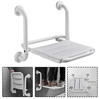 NMDCDH Foldable Wall Shower Stools Plastic Wall Mounted Shower Seat and Chair Folding - Bath Bench for The Elderly Disabled Aid Bathing Showering Portable Design