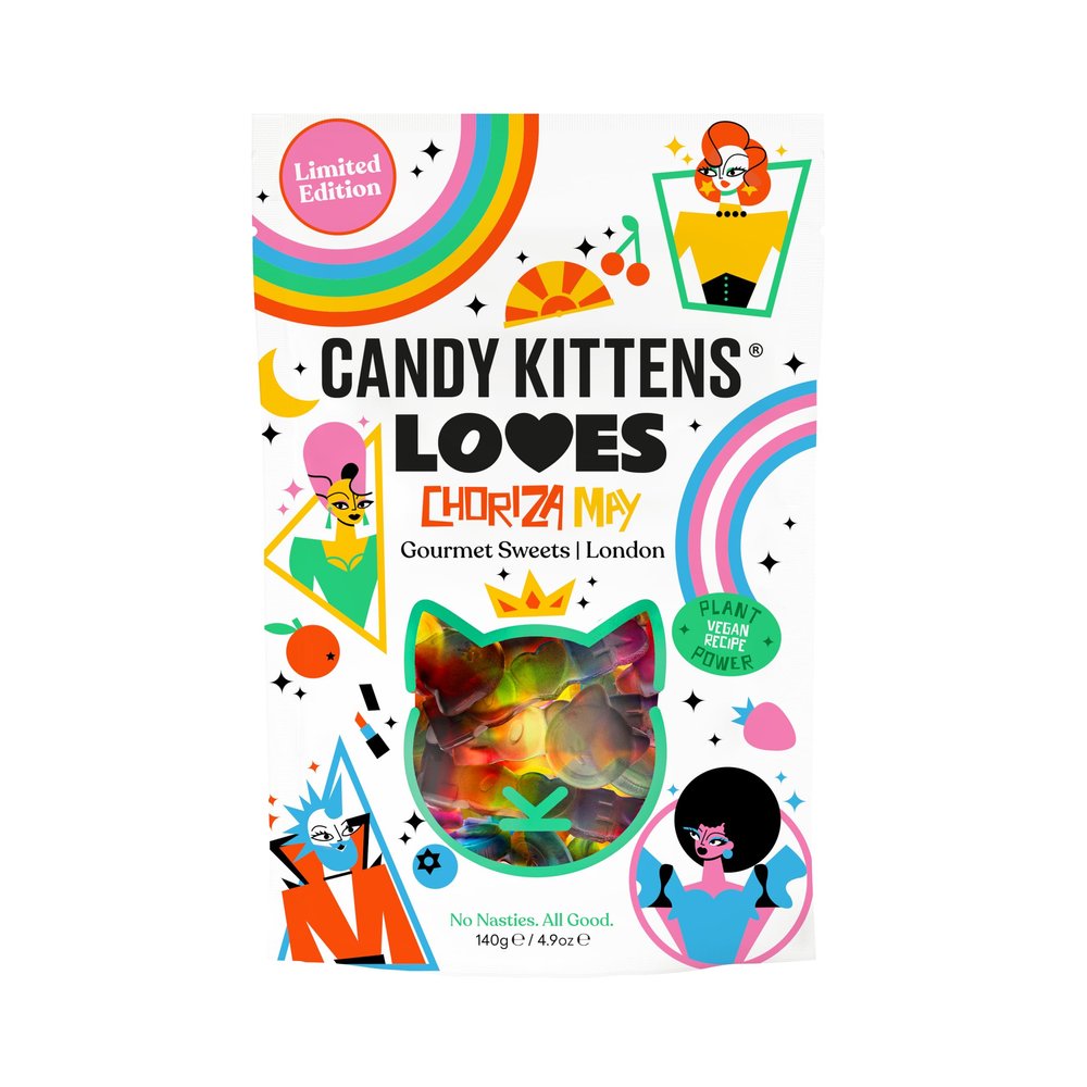 Candy Kittens Vegan Sweets LOVES  Plant-Based Vegan Treats with Fruity Flavour, No Nasties, Made with Real Fruit Juice  Ideal Snacks for Sweet Hampers & Pick and Mix  140g Pack of 7