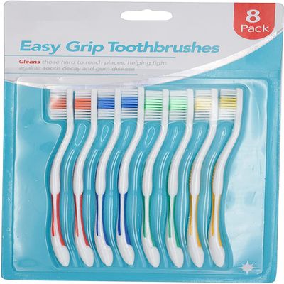 3 x (Pack of 8) Multicolour Manual Toothbrush for Adults Kids Super Soft Nylon Bristle Easy Grip Handle Toothbrush Travel Toothbrush BPA Free Dental Teeth Brushes for Braces and Gum Recessions