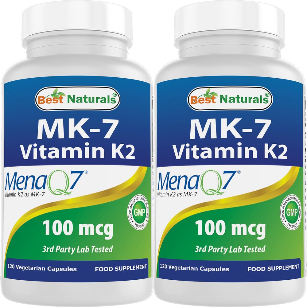 Best Naturals MK-7 Vitamin K2 100 mcg 120 Vcaps (120 Count (Pack of 2))