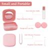 laeeyin Contact Lens Container Portable Hygiene Contact Lens Container Travel Set with Mirror for Daily Excursions Like Travel and Work (Pink) view 3
