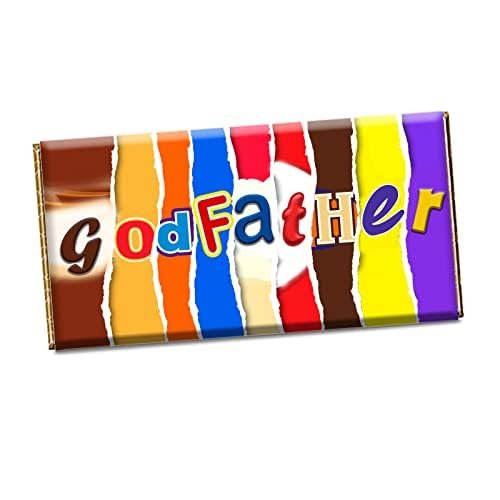 Godfather Christening Baptism Invitation Chocolate Bar Gift Present Wrapper #CH-267 (With Chocolate Bar)