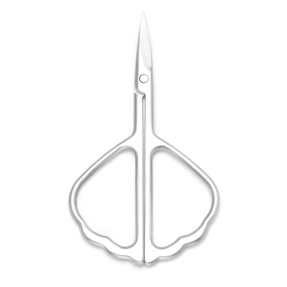Yutoner Eyebrow and Nose Hair Safety Curved Scissors, 3.4 Inch Stainless Steel Professional Facial Hair Beard Eyelashes Eyebrow and Moustache Scissors Trimmer (Silver Curved)