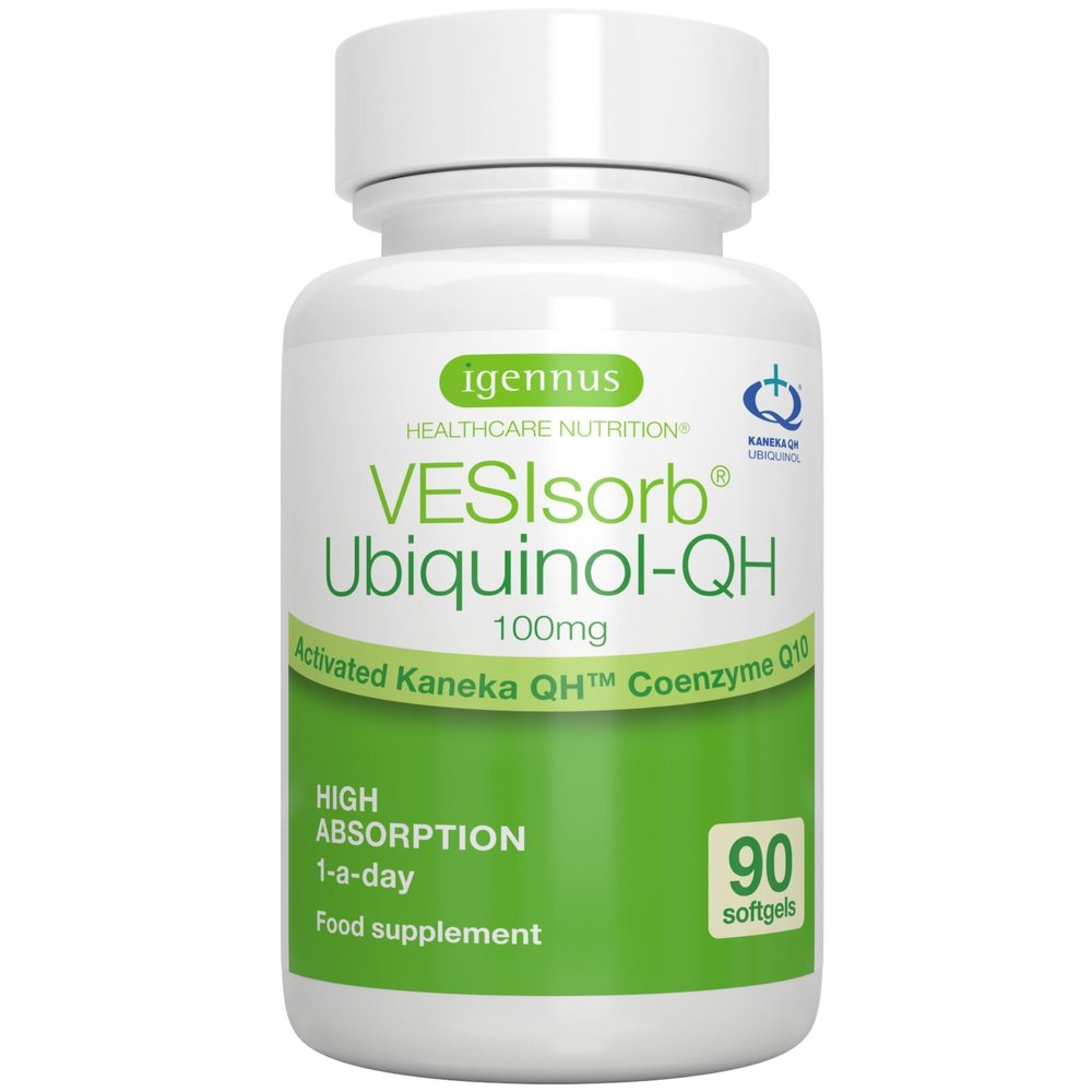 Igennus Advanced VESIsorb Ubiquinol 100mg 90 Softgels, 600% Bioavailability, Fast-Acting Water-Soluble Coenzyme Q10 Supplement for Energy & Heart, 3-Months Supply