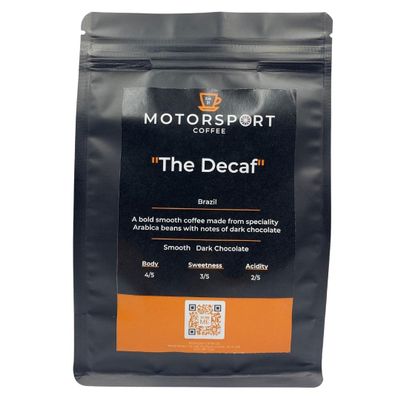 Motorsport Coffee - The Decaf Coffee Bean (500g) 100% chemical free decaffeinated coffee using the Swiss-water decaffeination process.
