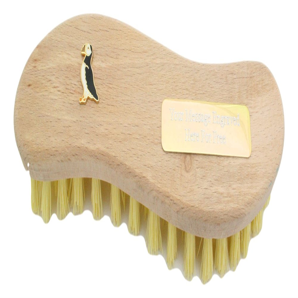 Puffin Enamel Wooden Hand Brush Cleaning Scrubbing Stiff Bassine Brush Personalised Gift 289