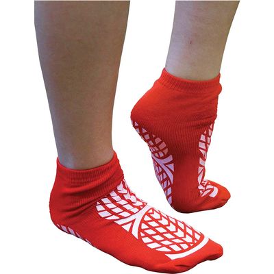 Double Sided Tread Non-Slip Socks - UK Sizes 7.5 to 9.5 - Red - Machine Washable Up to 40 Degrees - Anti Slip Mobility Clothing - Latex Free