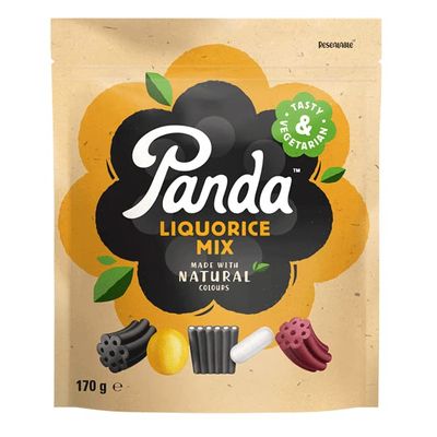 Panda Liquorice Mix | 5 Flavours Vegetarian Natural Sweets Share Bag | 2 x 170g