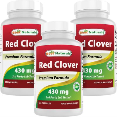 Best Naturals Red Clover 430 mg 180 Capsules (180 Count (Pack of 3))